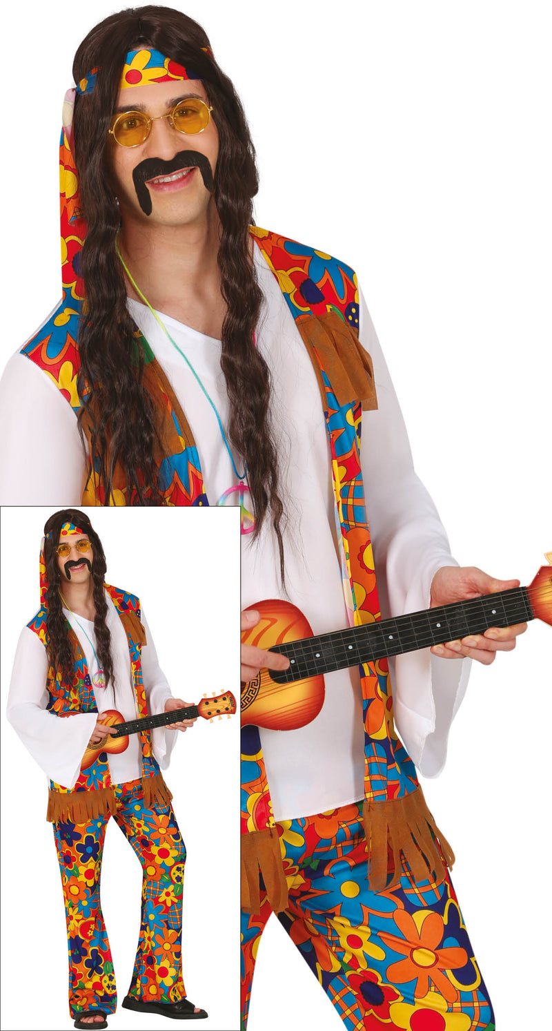 70er Jahre Hippie Flower Kostüm für Herren | 3-tlg.