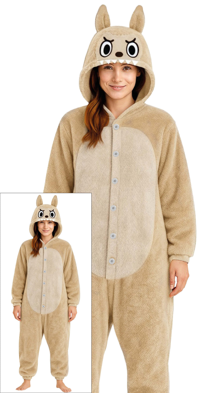 Pyjama Tierkostüm "Lulu Monster" für Erwachsene | Beige