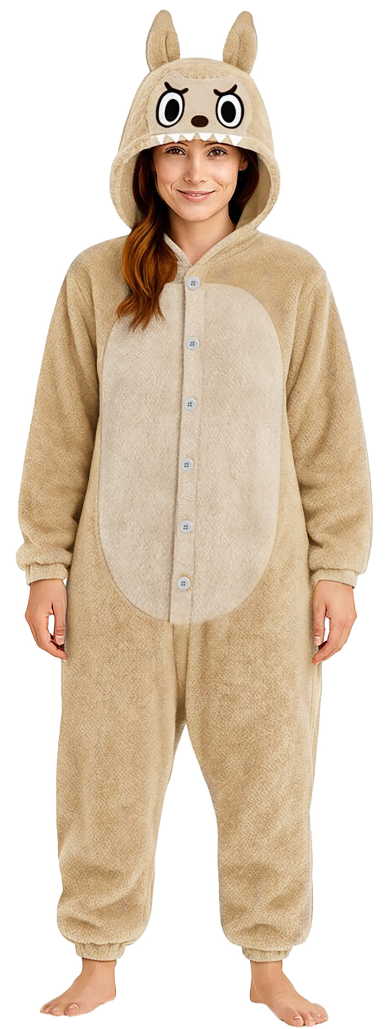 Pyjama Tierkostüm "Lulu Monster" für Erwachsene | Beige