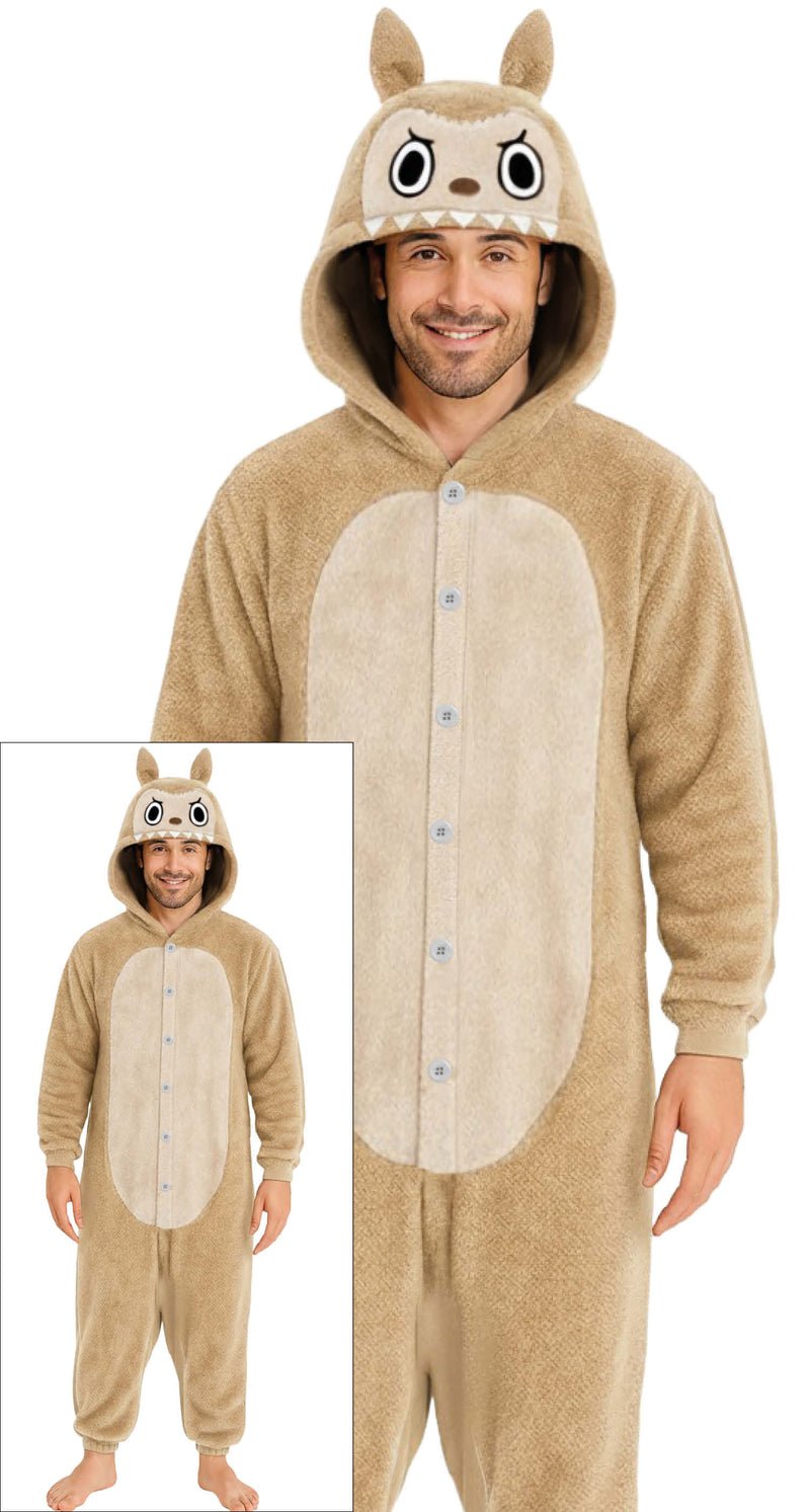 Pyjama Tierkostüm "Lulu Monster" für Erwachsene | Beige