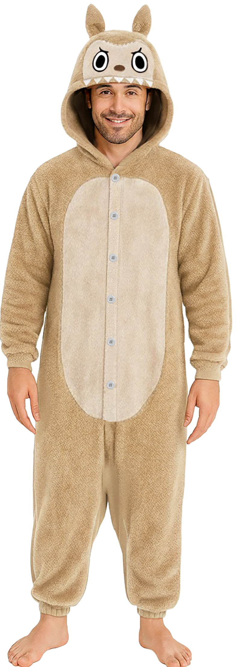 Pyjama Tierkostüm "Lulu Monster" für Erwachsene | Beige