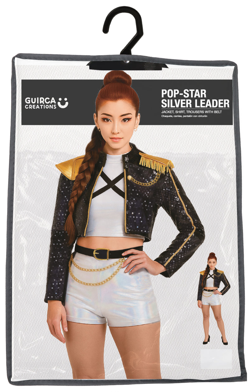 K-Pop Kostüm Leader "Silver" für Damen | Silber Schwarz