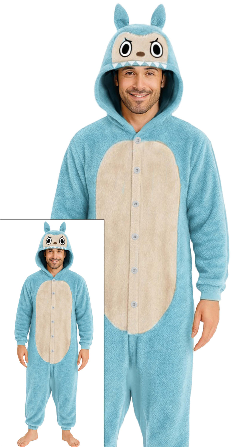 Pyjama Tierkostüm "Lulu Monster" für Erwachsene | Blau