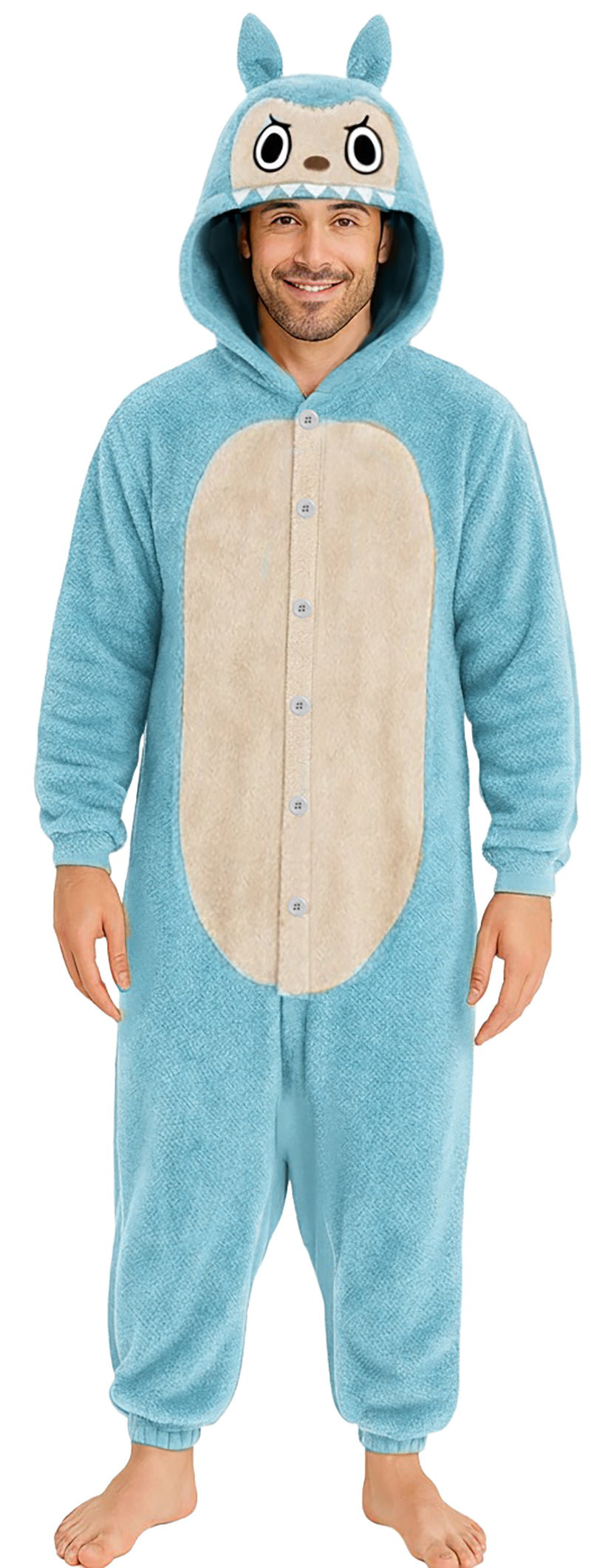 Pyjama Tierkostüm "Lulu Monster" für Erwachsene | Blau