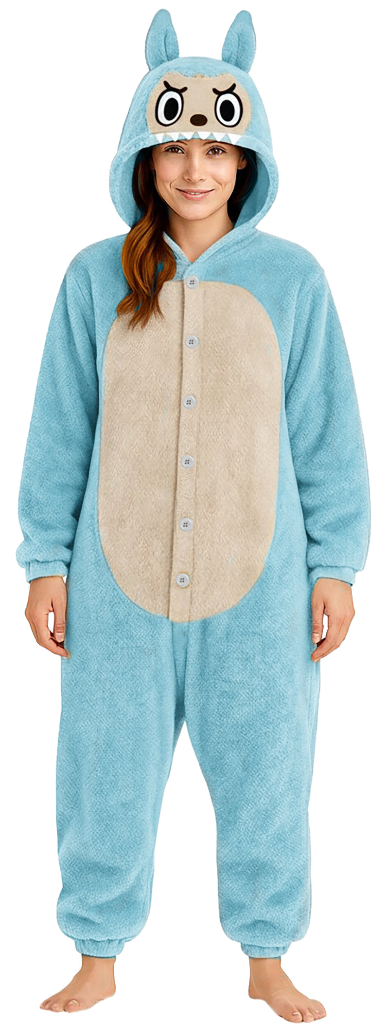 Pyjama Tierkostüm "Lulu Monster" für Erwachsene | Blau