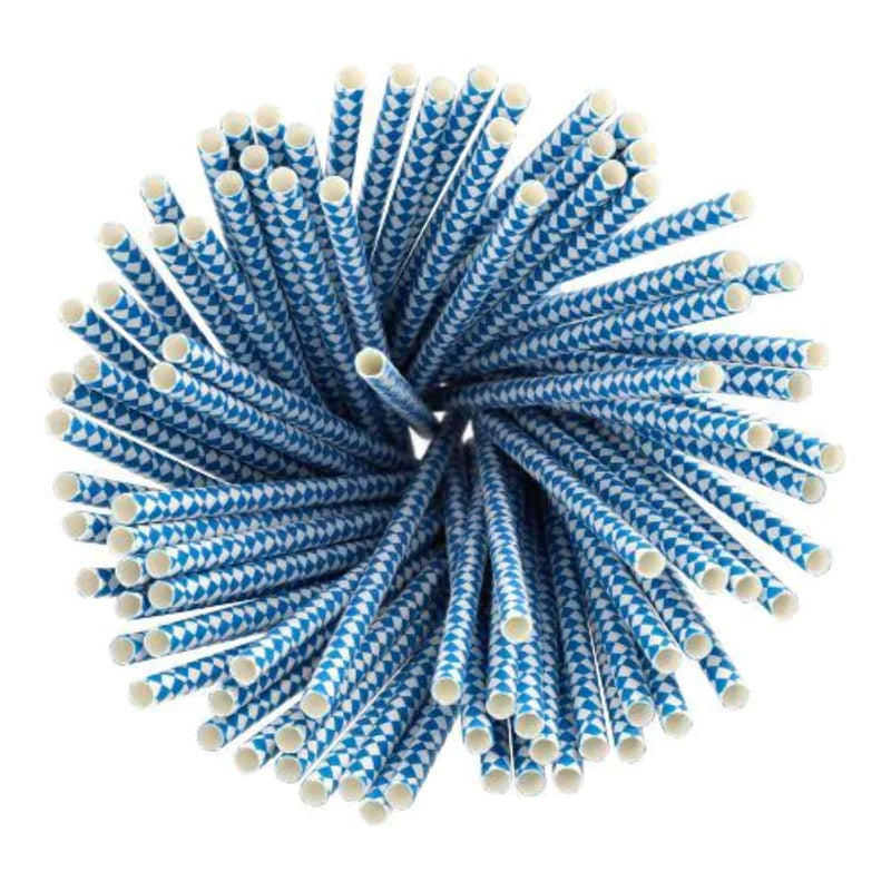 Papierstrohhalme "Bayrisch Blau" | 100 Stück Ø 6 mm x 20 cm