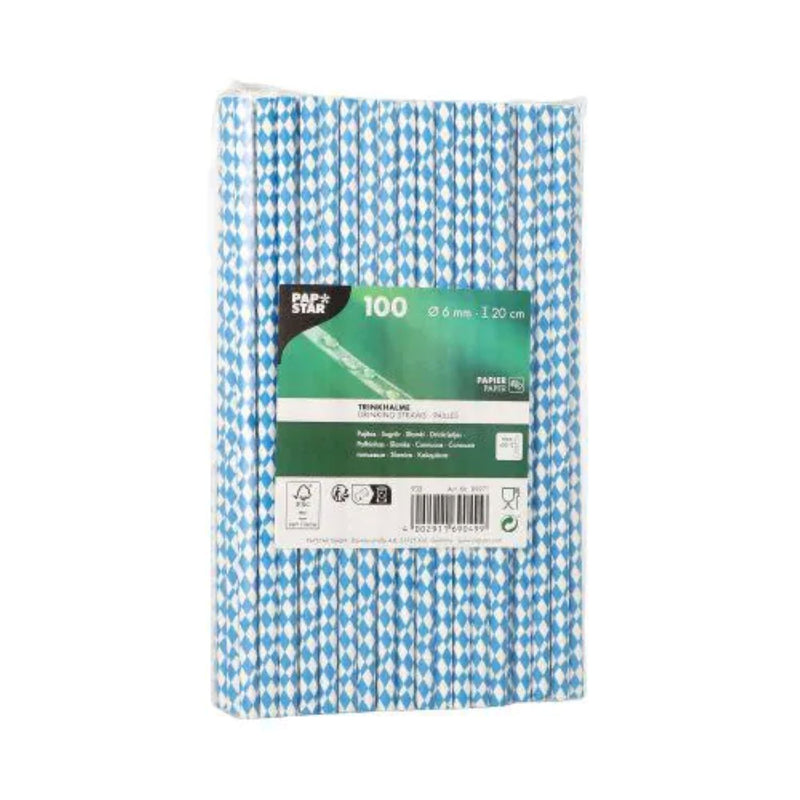 Papierstrohhalme "Bayrisch Blau" | 100 Stück Ø 6 mm x 20 cm