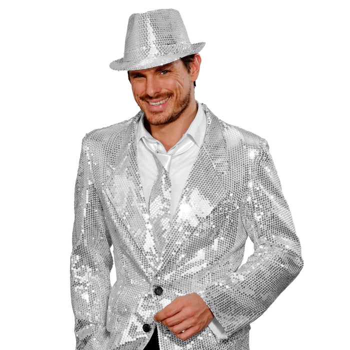 Glitzer Pailletten Krawatte zum Show Kostüm | Silber