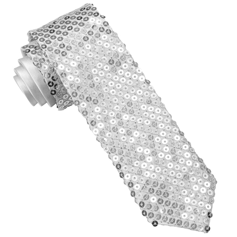 Glitzer Pailletten Krawatte zum Show Kostüm | Silber