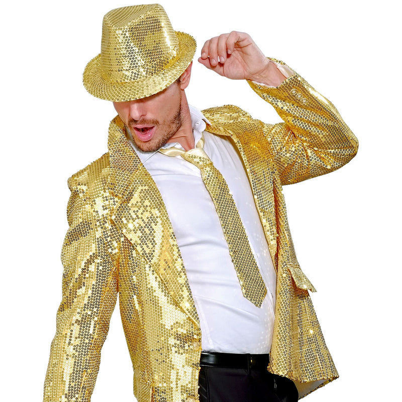 Glitzer Pailletten Krawatte zum Show Kostüm | Gold