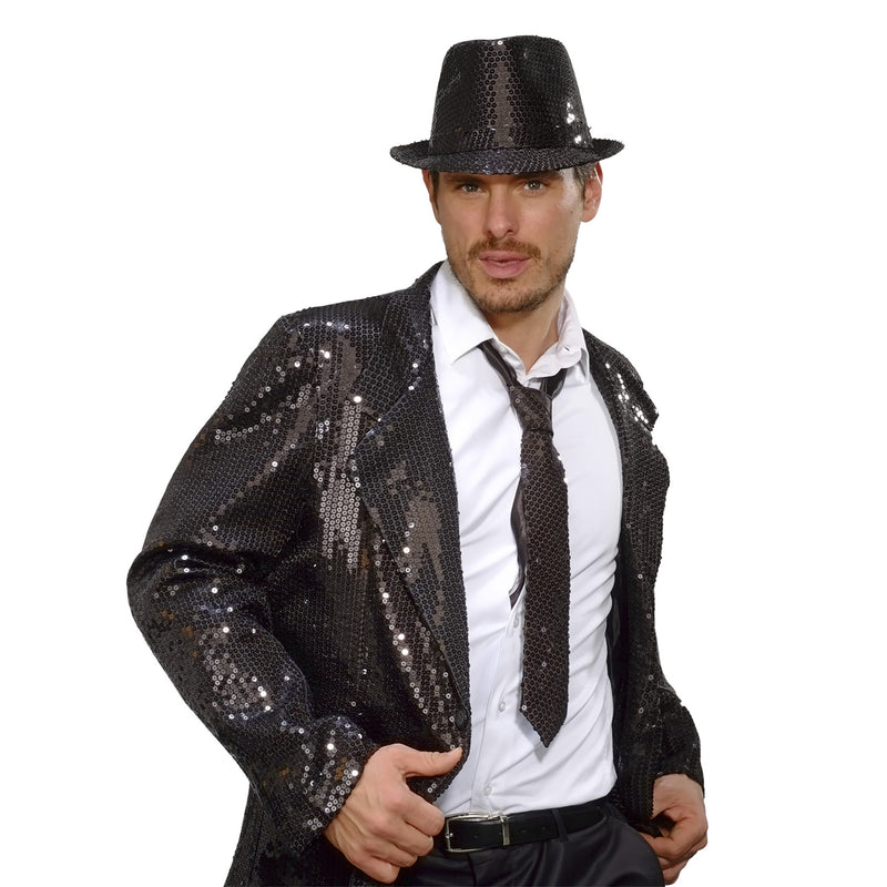 Glitzer Pailletten Krawatte zum Show Kostüm |  Schwarz