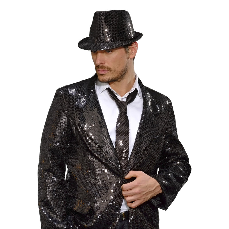 Glitzer Pailletten Krawatte zum Show Kostüm |  Schwarz