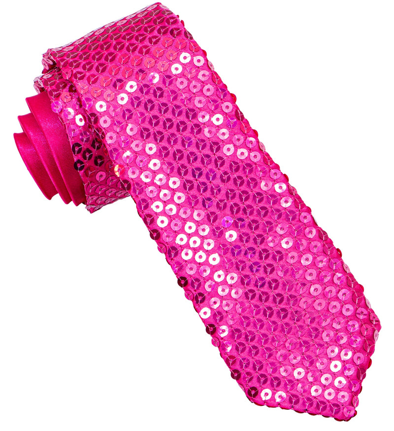 Glitzer Pailletten Krawatte zum Show Kostüm | Pink