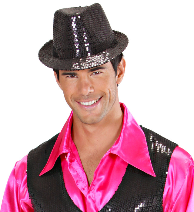 Pailletten Hut "Fedora" | Schwarz