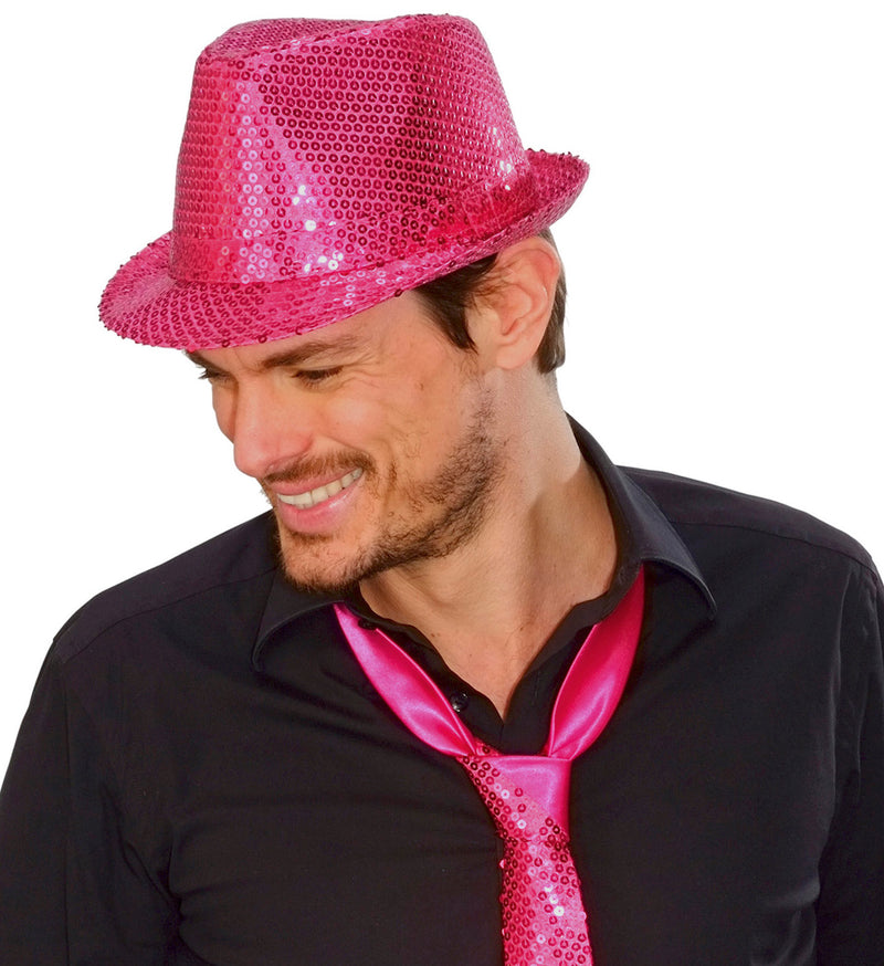 Pailletten Hut "Fedora" | Pink