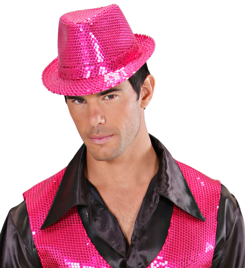 Pailletten Hut "Fedora" | Pink