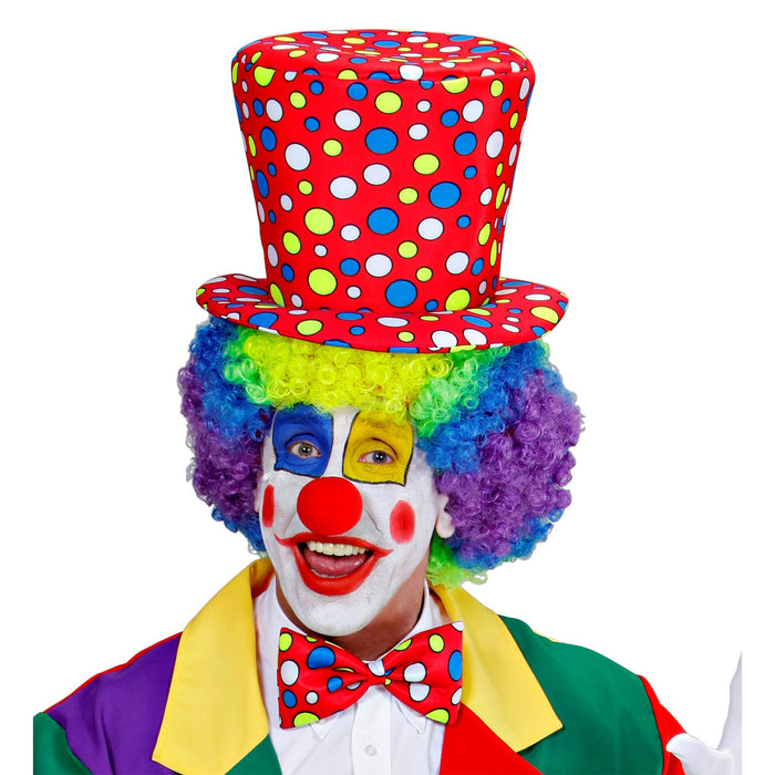 Clown Set "Bunte Punkte" 2-tlg. | Mehrfarbig - Zylinder und Fliege