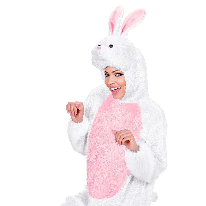 Hase Kostüm für Erwachsene | Weiß Rosa - Overall Tierkostüm