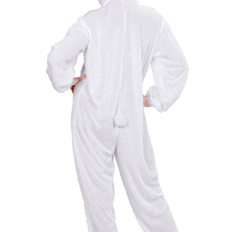 Hase Kostüm für Erwachsene | Weiß Rosa - Overall Tierkostüm