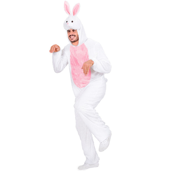 Hase Kostüm für Erwachsene | Weiß Rosa - Overall Tierkostüm