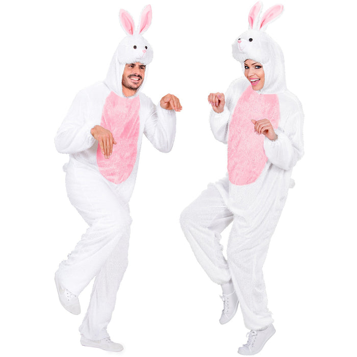 Hase Kostüm für Erwachsene | Weiß Rosa - Overall Tierkostüm