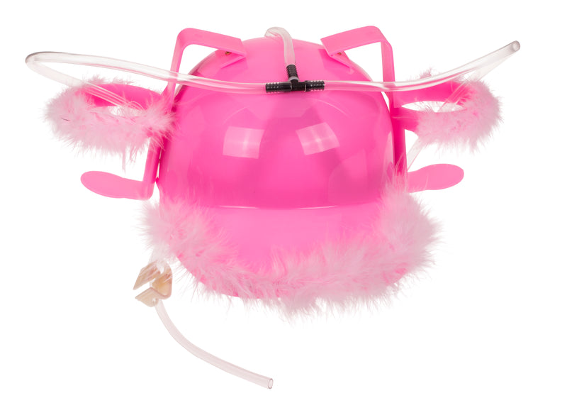 Trinkhelm mit Federn | Pink