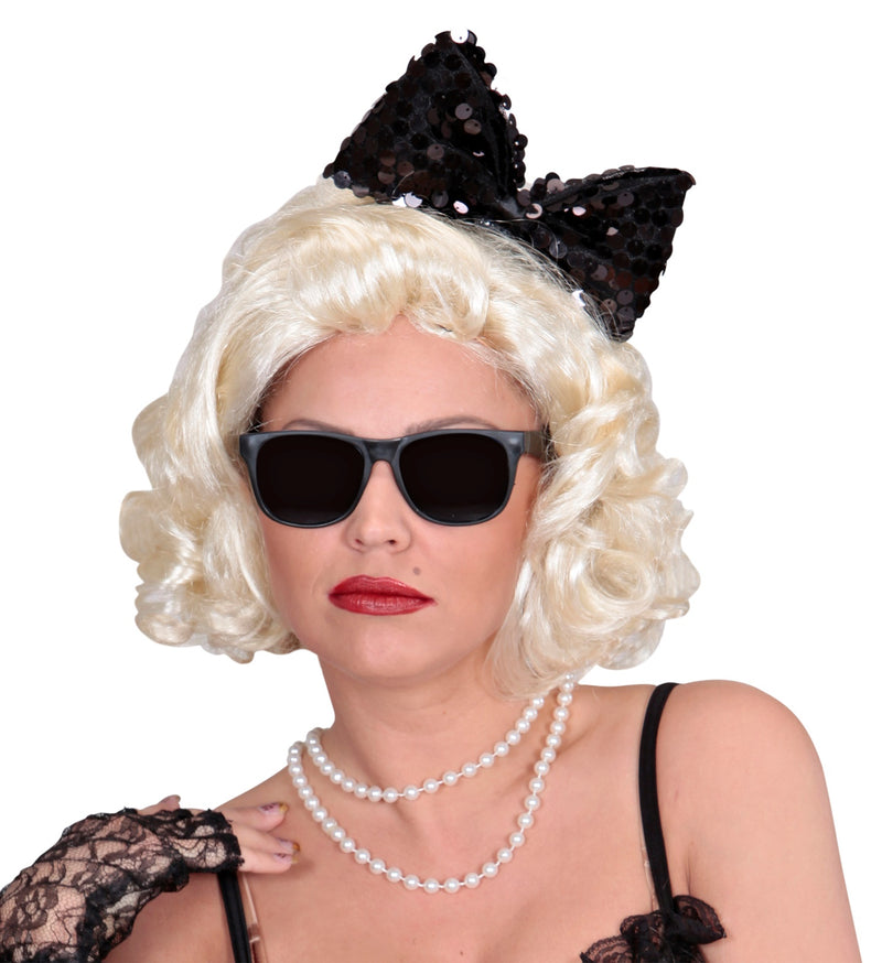 Pailletten Haarreif "Schleife" | Schwarz