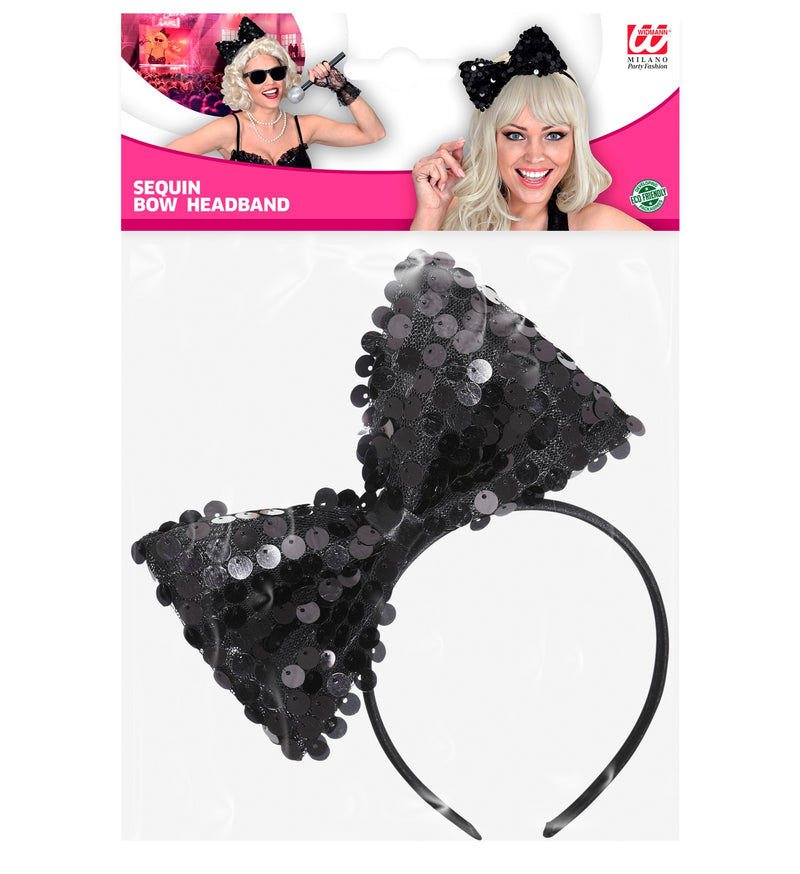 Pailletten Haarreif "Schleife" | Schwarz