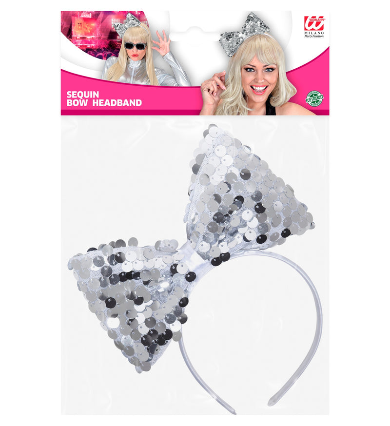 Pailletten Haarreif "Schleife" | Silber