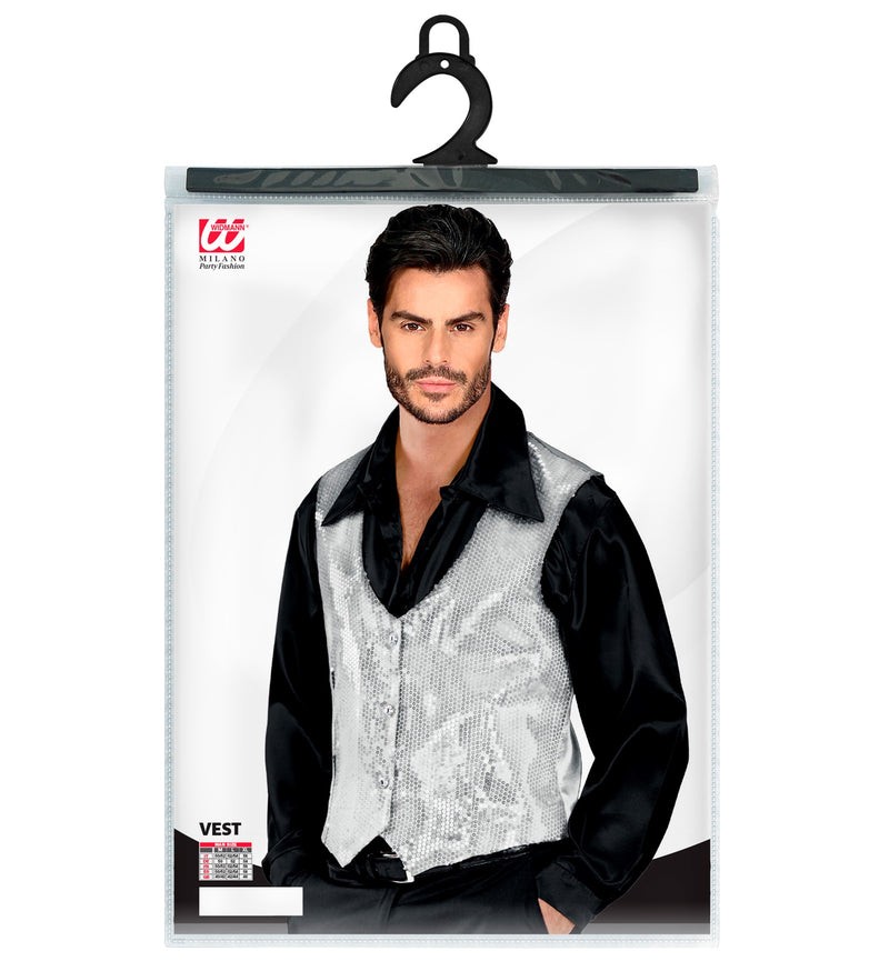 Pailletten Weste für Herren | Silber
