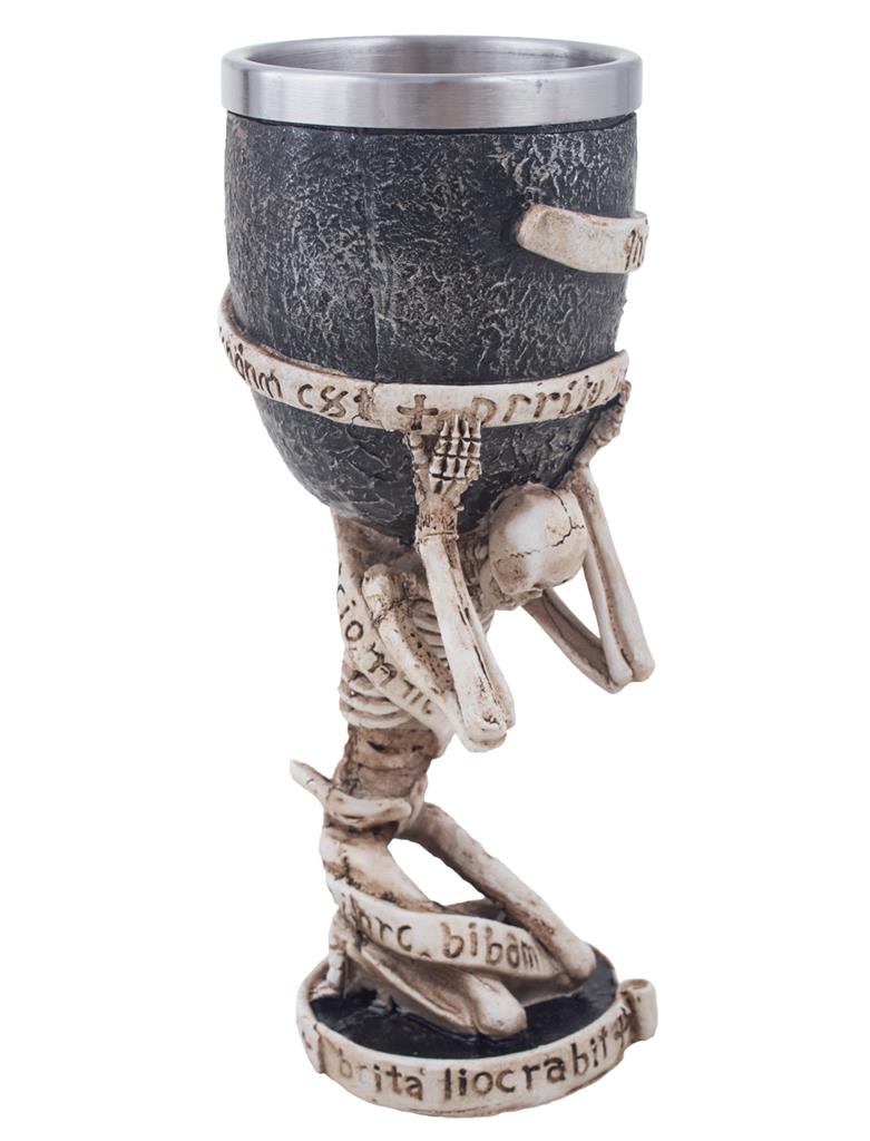 Halloween Pokal Becher mit Skelett | Metall 18 x 8 cm Dekoration