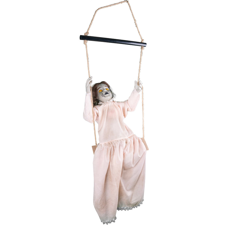 Mädchen "Scarlett auf schwingender Schaukel 62,5 cm | Halloween Dekoration