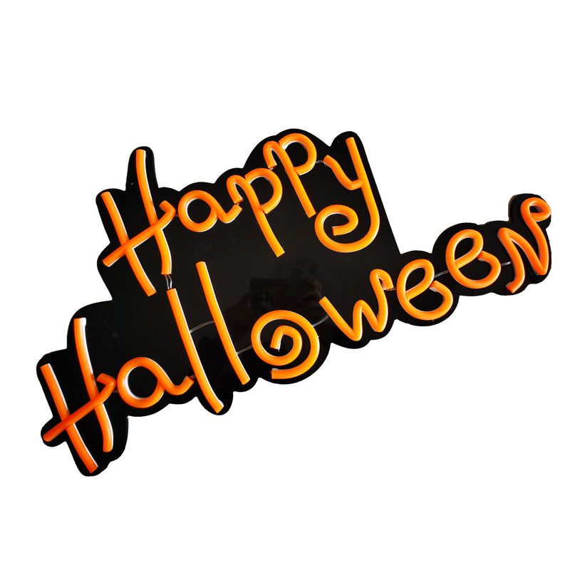 Neon Schriftzug "Happy Halloween" Orange | 60 x 30 cm Dekoration
