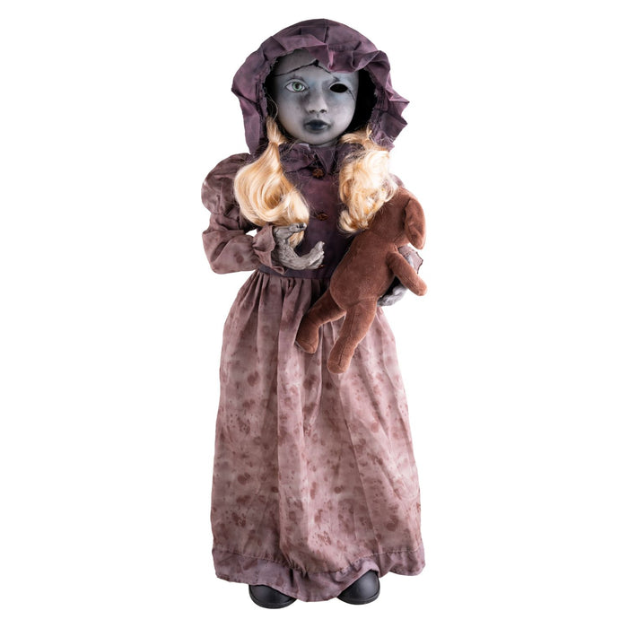 Halloween Dekofigur "Puppe mit drehendem Kopf" Animiert | 95 cm