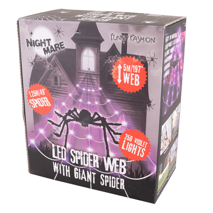LED Spinnennetz mit Spinne - 5 m | Halloween