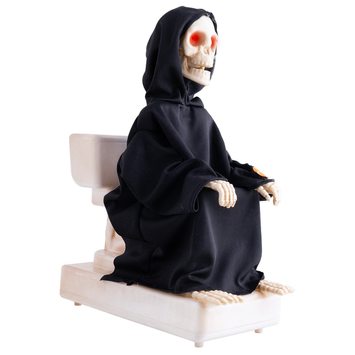 Halloween Deko Skelett auf der Toilette - Animiert | 35 cm
