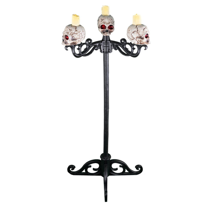 Halloween Dekofigur "Kerzenleuchter mit Totenköpfen 3 in 1" mit Licht | 155 cm