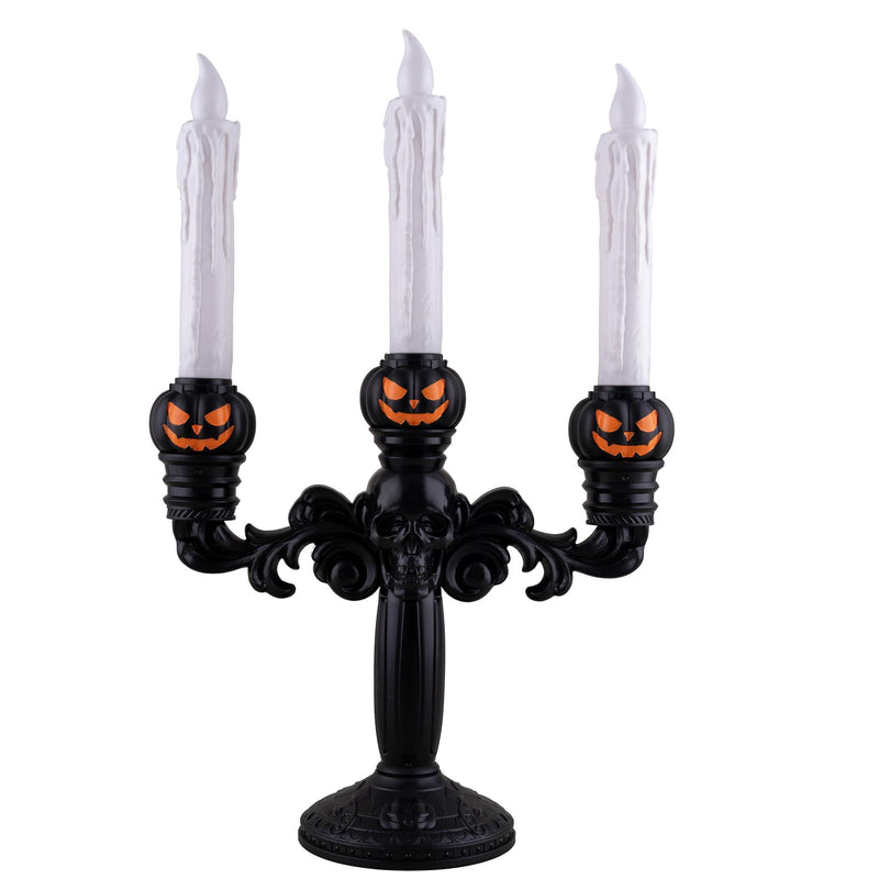 Skelett-Kerzenleuchter mit 3 LED Kerzen - 40 cm | Schwarz