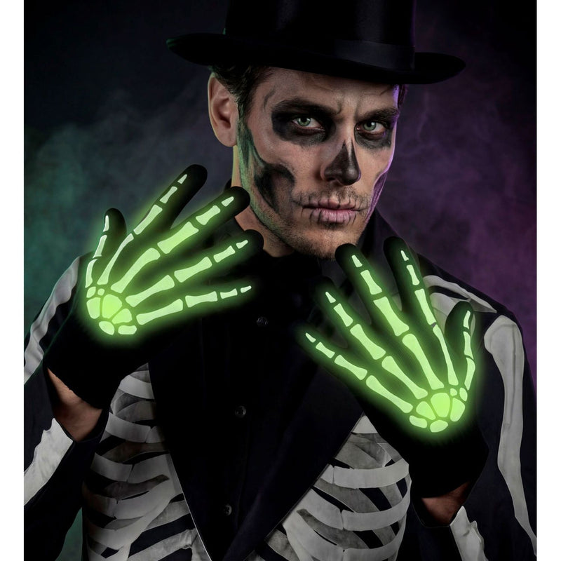 Skelett Handschuhe Glow in the Dark | Schwarz Weiß
