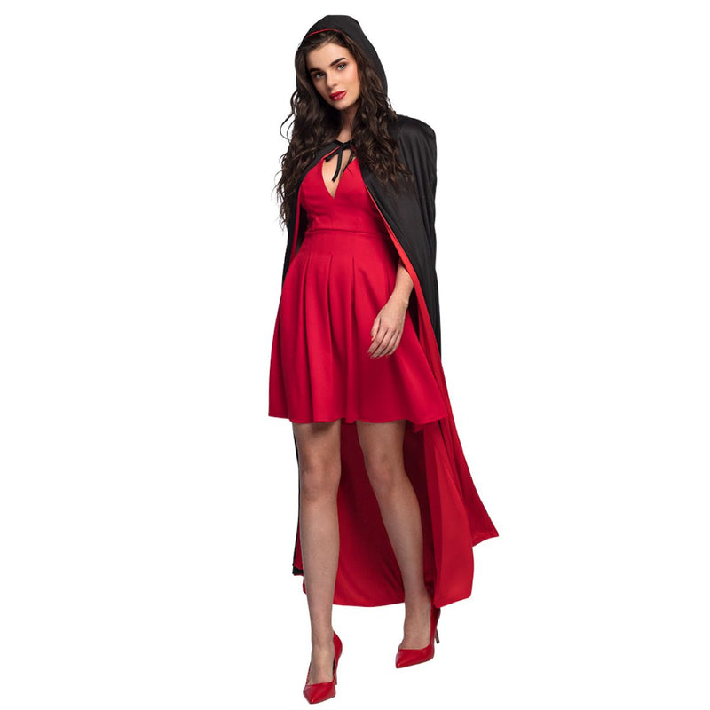 Kostüm Cape schwarz rot wendbar 170cm