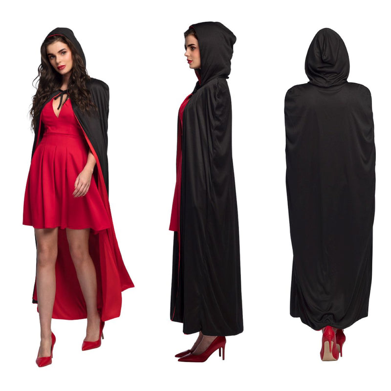 Kostüm Cape schwarz rot wendbar 170cm