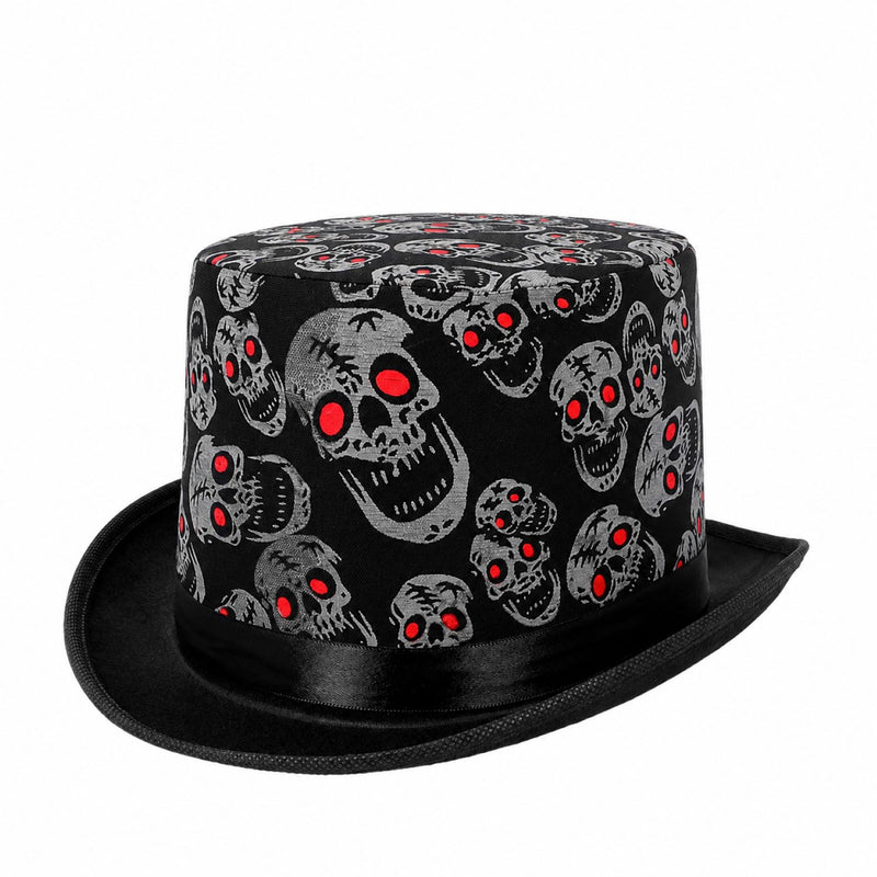 Hut Zylinder Halloween "Totenköpfe" | Schwarz