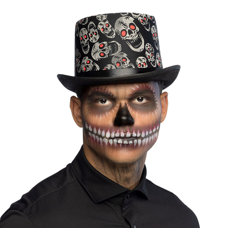 Hut Zylinder Halloween "Totenköpfe" | Schwarz