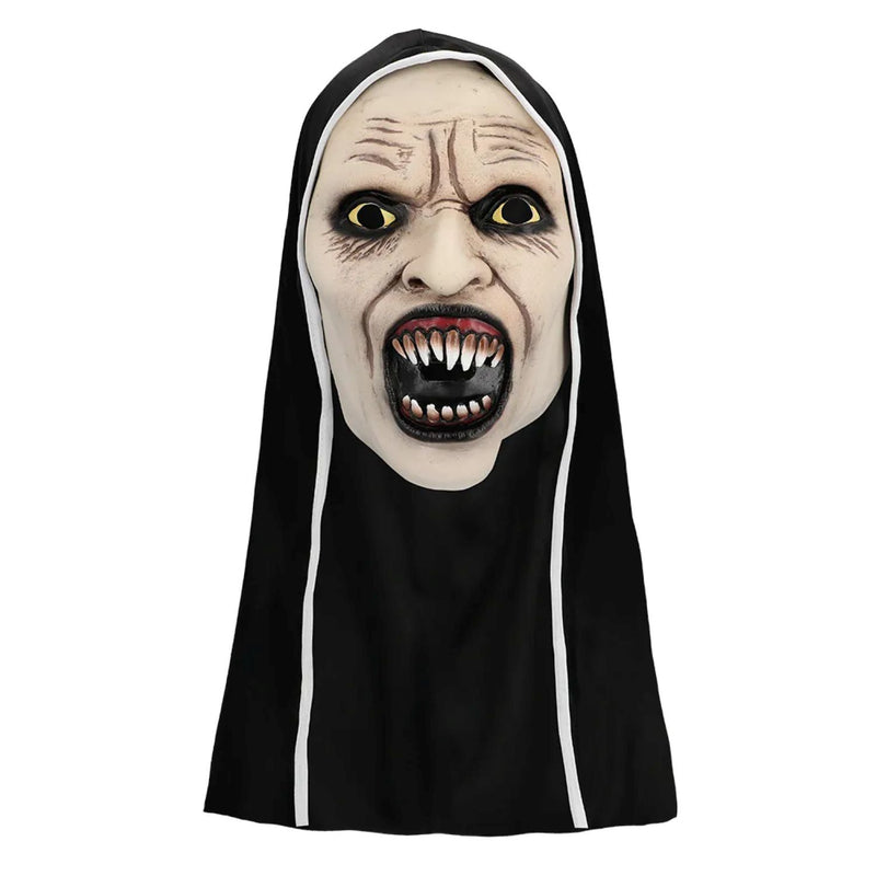 Halloween Latex Maske "Screaming nun" mit Nonnenhaube