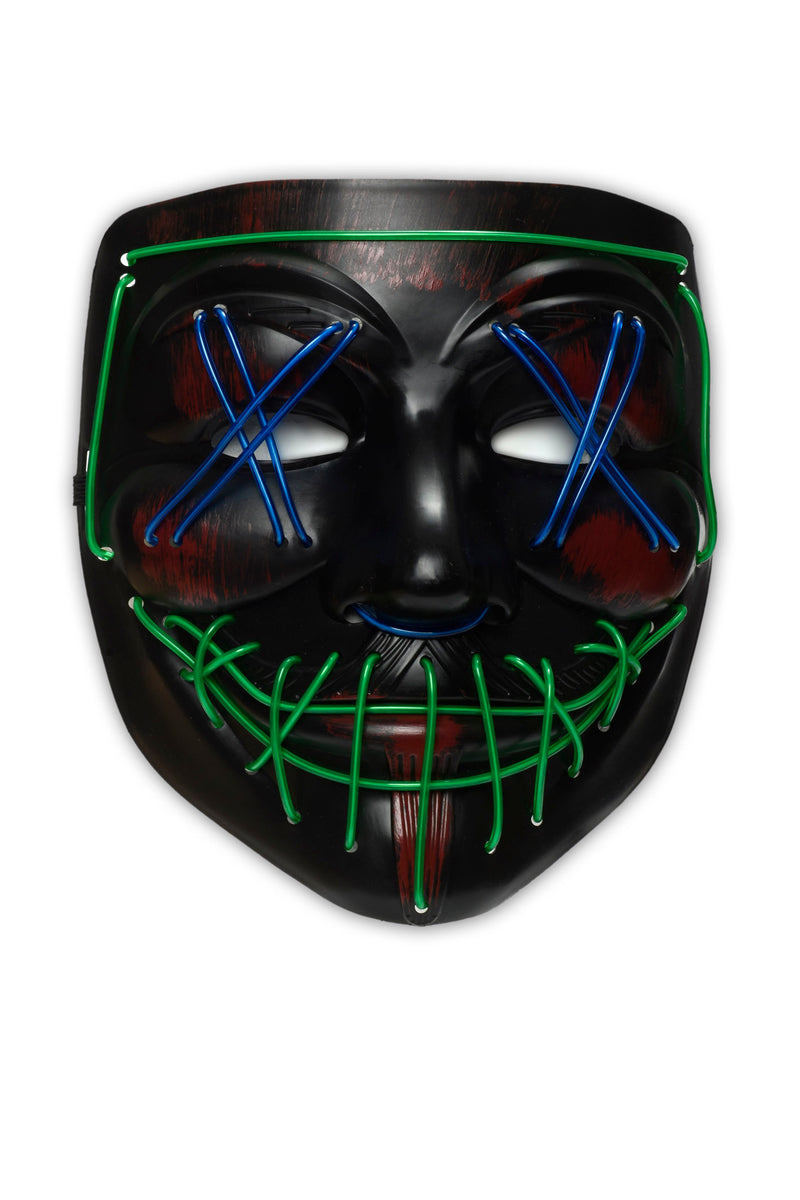 LED Maske mit Neon Schnüren | Schwarz