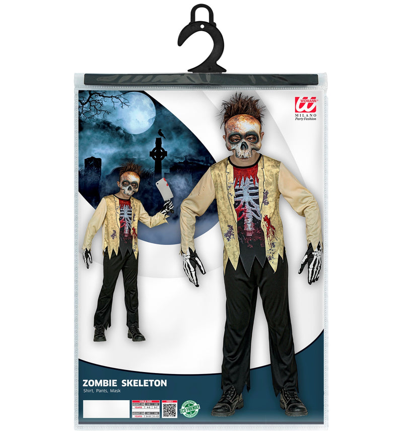 "Zombie Skelett" Halloween Kinderkostüm | Anzug mit Maske