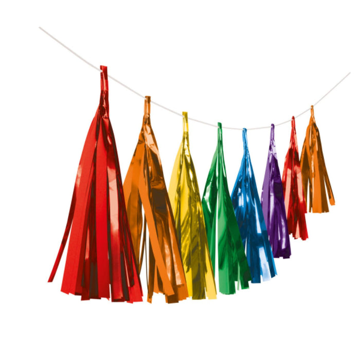 "Regenbogen" Fransen Pompon Girlande | Bunt 300cm