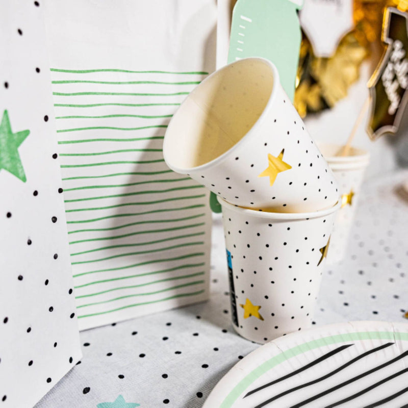 "Hello Baby" Deko für Windeltorte 5-tlg. | Weiß Gold