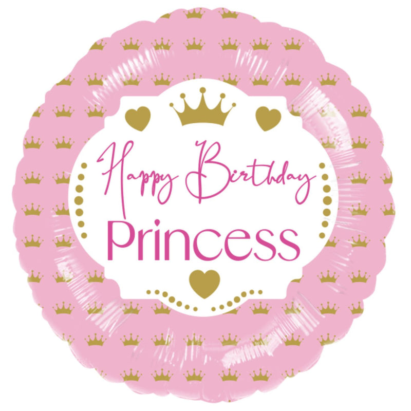 ABC18 Folienballon "Happy Birthday Princess" | Ø 43cm