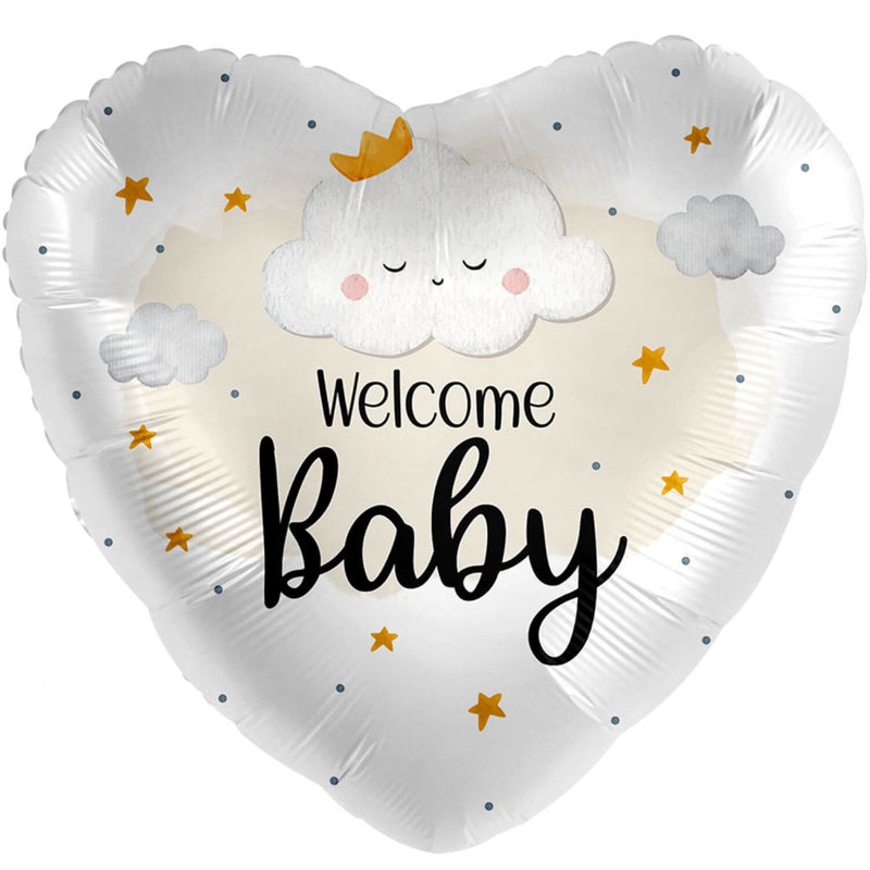 18"/Ø43cm Herz Folienballon  "Welcome Baby"